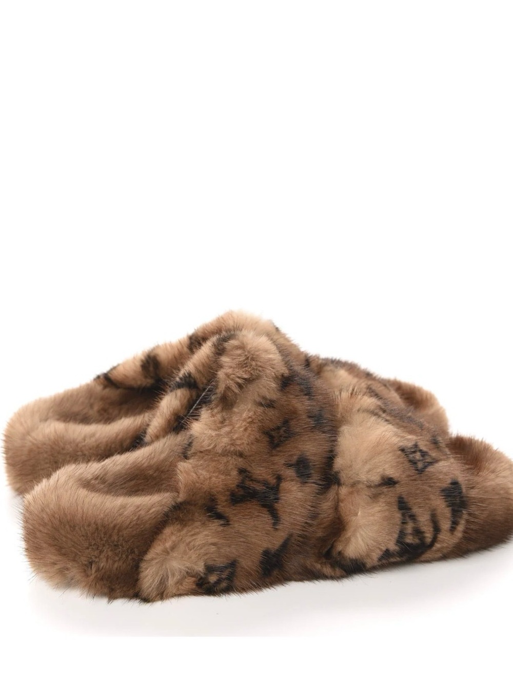 LV Mink Fur Bom Dia Mule Slippers – Size 38